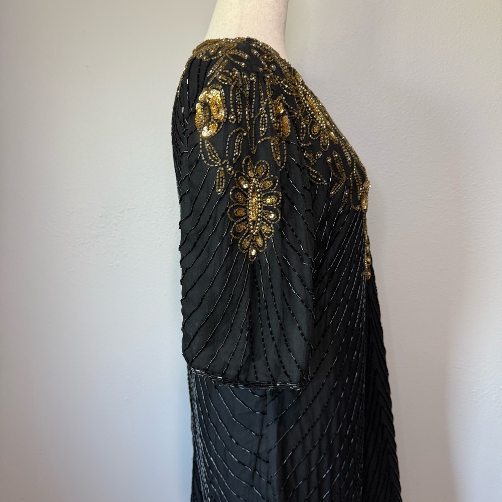 Elegant Black and Gold Embellished Dress - Picture 4 of 11
